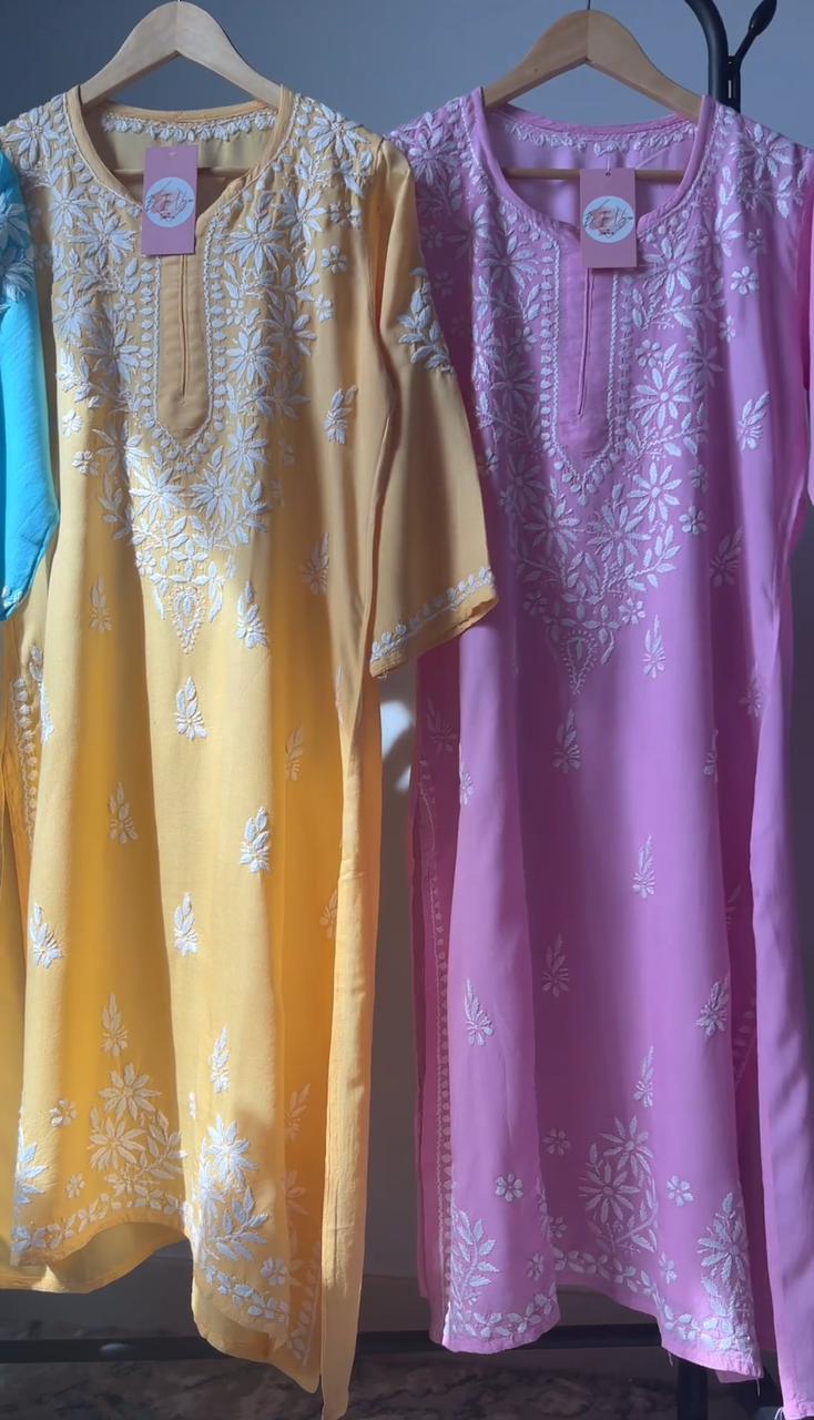 Huma Chikankari Modal Straight Kurta